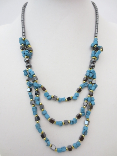 stone and haematite necklace Turquoise