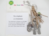 Silver elephant with purple key ring