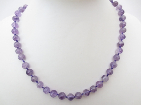 0,8cm stone beads necklace amethyst