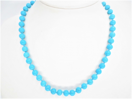 0,8cm stone beads necklace blue howlite 
