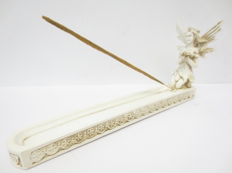 Incense holder fairy white with flower