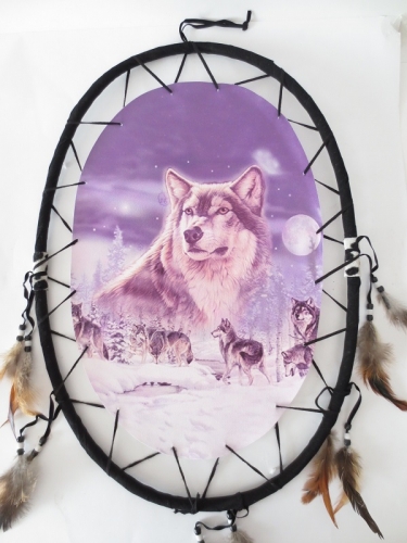 Oval Dreamcatcher Group Wolves II