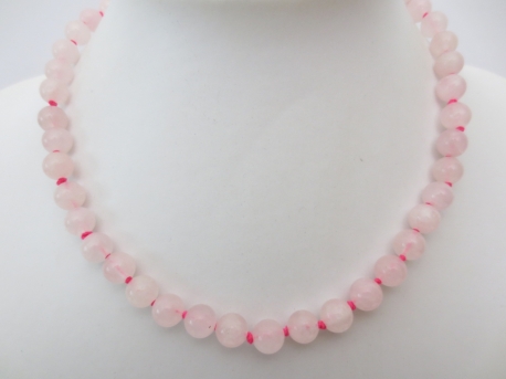 0,8cm stone beads necklace rose quartz
