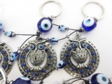 Blue evil eye keyhanger set with owl round (6 pcs)