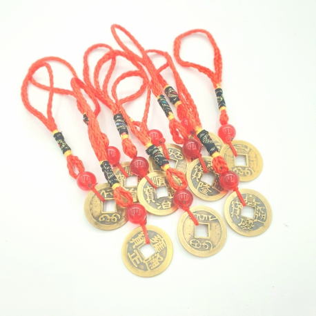 Wholesale - Qing Dynasty Lucky Coin Pendant Red Set of 10