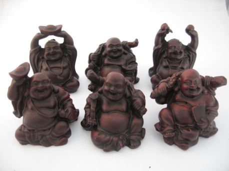 Wholesale - 8cm Buddha Set Red 6 pieces Sitting