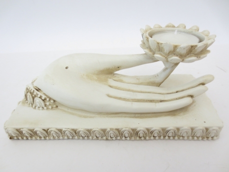 Incense holder white hand with tealight