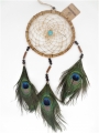17cm bamboo Dreamcatchers with 3 peacock feathers