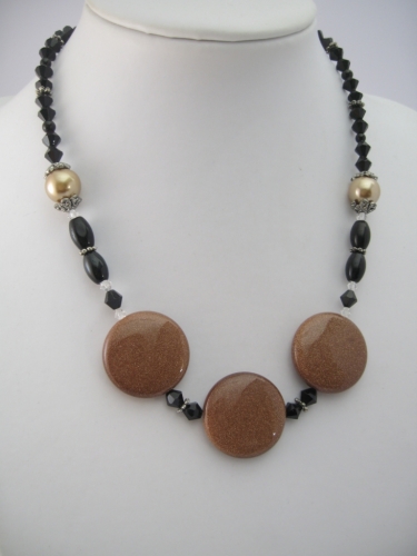 Goldstone Necklace with 3 amulets