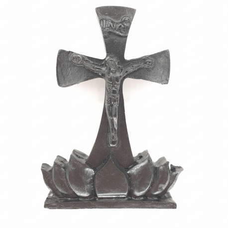 Wholesale - Flower with Jesus on cross statue Black