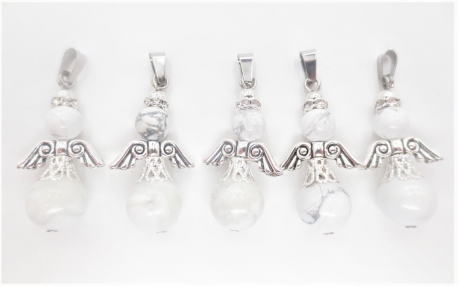 Angel gemstone pendant set (5pc) - howlite