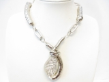 metal necklace with leaf