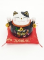 Wholesale - Lucky Cat Money box on pillow with 2 bells Black