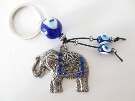 Blue evil eye keyhanger set with elephant (6 pcs)
