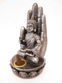 Incense holder silver Buddha with hand medium
