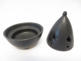Small cone incense burner dark brown with star