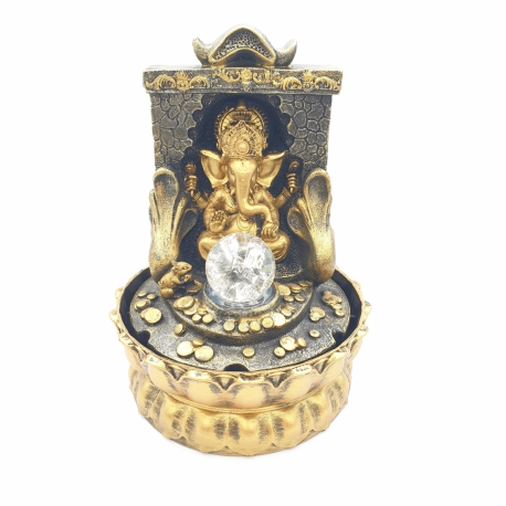 Wholesale - Meditation Led Lighting Ganesha in Wall and Coins Gold Fountain Small