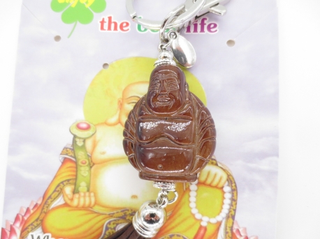 Happy buddha keychain brown