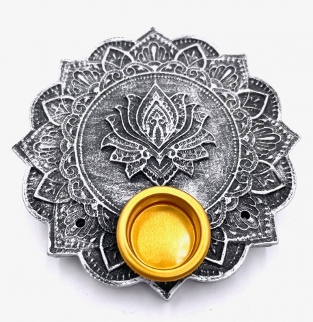 Lotus incense holder round silver (6pcs)