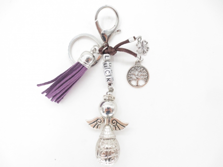 Angel 'luck' keychain purple