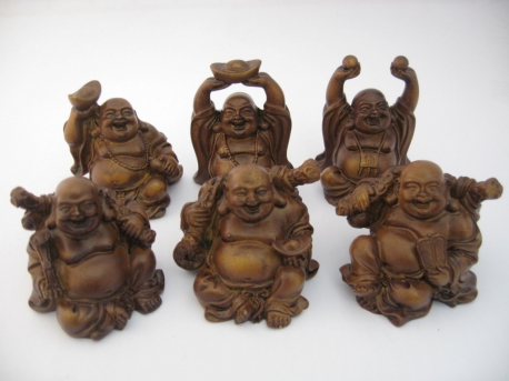 Wholesale - 8cm Buddha Set Brown 6 pieces sitting