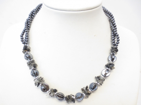 Black/Grey ,flower necklace