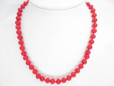 0,8cm stone beads necklace Red Coral