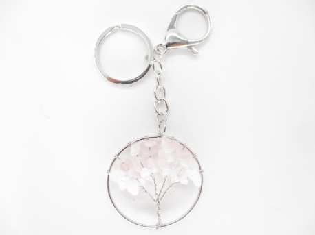 Tree of Life keychain rose quartz