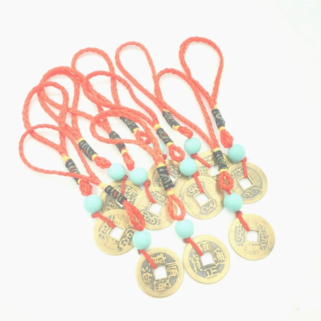 Wholesale - Qing Dynasty Lucky Coin Pendant Light Blue Set of 10