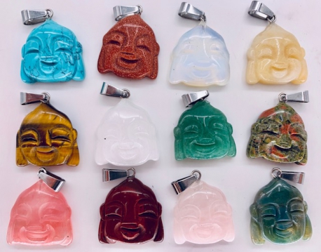 Wholesale - Gemstone Smiling Buddha Pendant Set