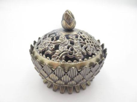 Wholesale Tibetan Lotus Grain Incense Burner Small Brass Bronze