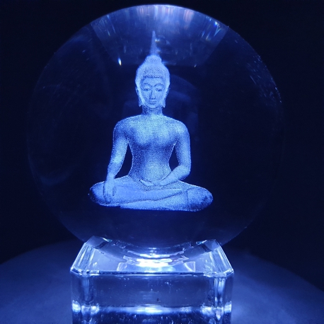 Wholesale - Crystal laser sphere Thai Buddha 8cm