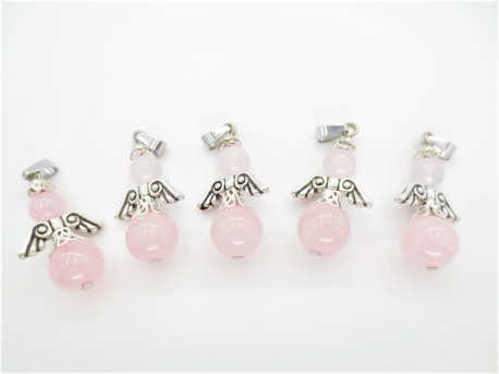 Angel gemstone pendant set (5pc) - rosequartz
