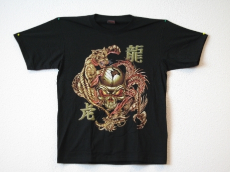 T-shirt Dragon, Tiger and Skull 