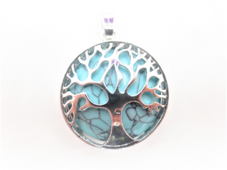 Gemstone Tree of Life Pendant - Turquoise
