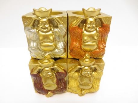 wholesale - Golden Happy Buddha tealight set of 4
