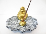 golden Happy Chinese Buddha incense holder grey