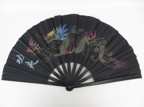 Tai Chi fan black with dragon
