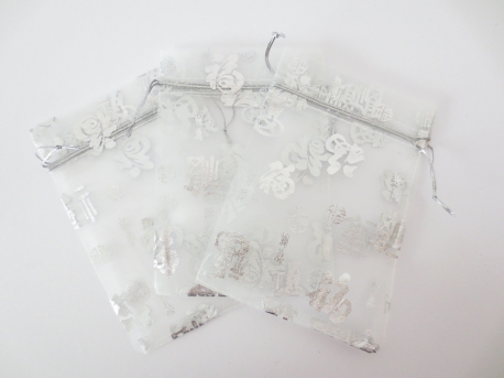 Organza Gift Bag 'Good Luck' White