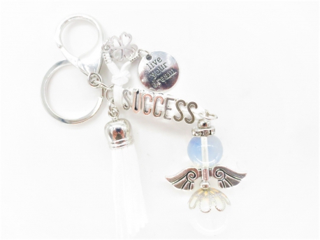 Angel gemstone keychain Opalite 'Success'