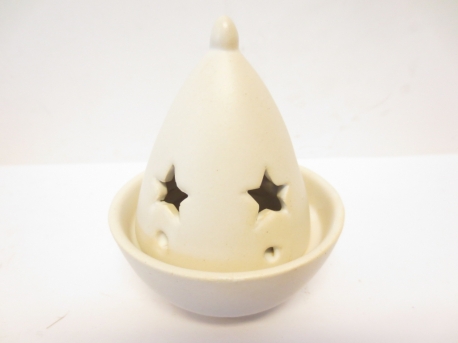 Small cone incense burner white with star