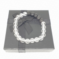 Wholesale - 8mm bracelet Rock crystal with Lava stone and gift box