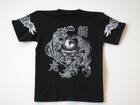 T-shirt Dragon, Tiger and Skull 