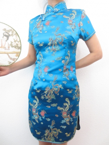 Short Dress Dragon / Phoenix turquoise size 34