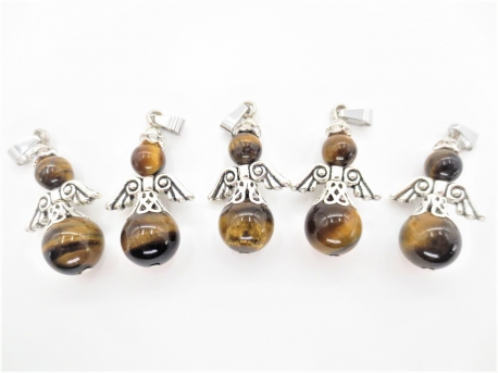 Angel gemstone pendant set (5pc) - tigereye