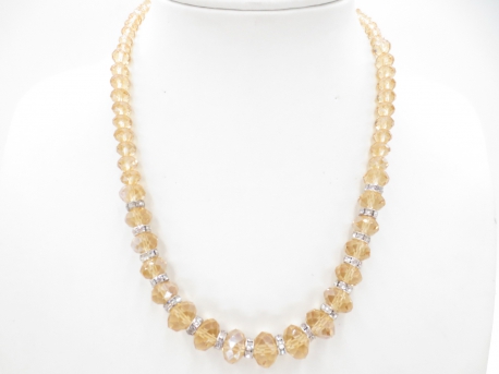 Crystal necklace with diamonds yellow