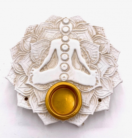 7 Chakra Lotus incense holder round white (6pcs)