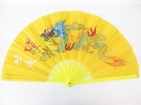Chinese fan yellow with dragon