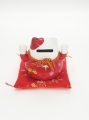 Wholesale - Lucky Cat Money box on pillow with 2 bells Red and Purple