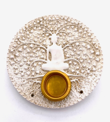 Meditation incense holder round white (6pcs)